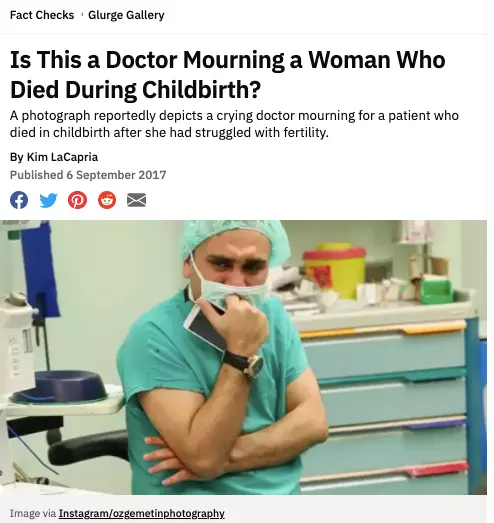 Doctor Mourning A Woman During Childbirth Hoax ছবি দুটির সাথে জুড়ে